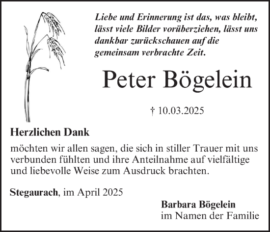 Anzeige von Peter BÃ¶gelein von MGO