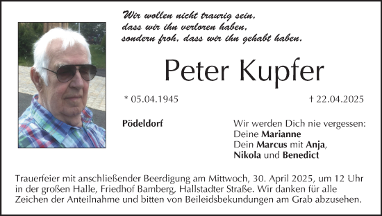 Anzeige von Peter Kupfer von MGO