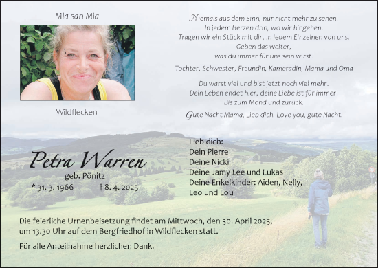 Anzeige von Petra Warren von MGO