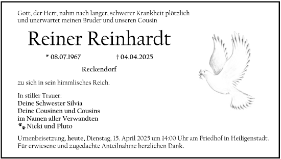 Anzeige von Reiner Reinhardt von MGO