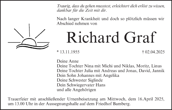 Anzeige von Richard Graf von MGO