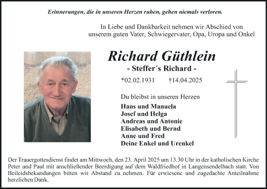 Anzeige von Richard Güthlein von MGO
