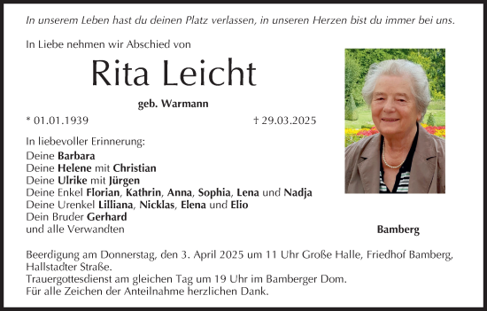 Anzeige von Rita Leicht von MGO