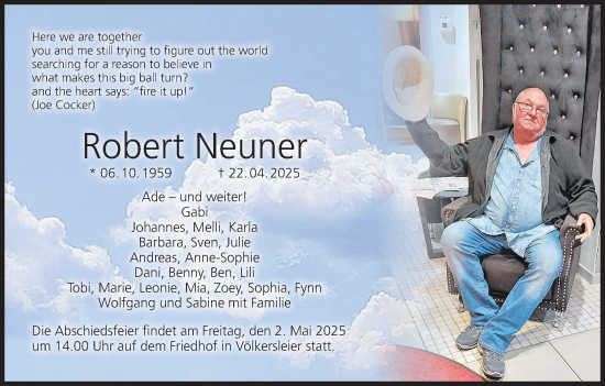 Anzeige von Robert Neuner von MGO