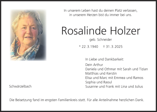 Anzeige von Rosalinde Holzer von MGO