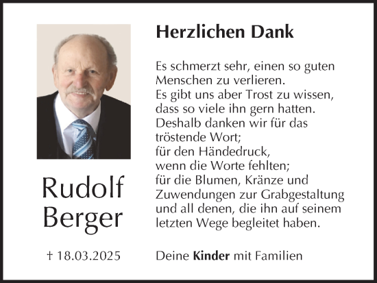 Anzeige von Rudolf Berger von MGO