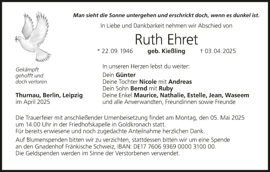 Anzeige von Ruth Ehret von MGO