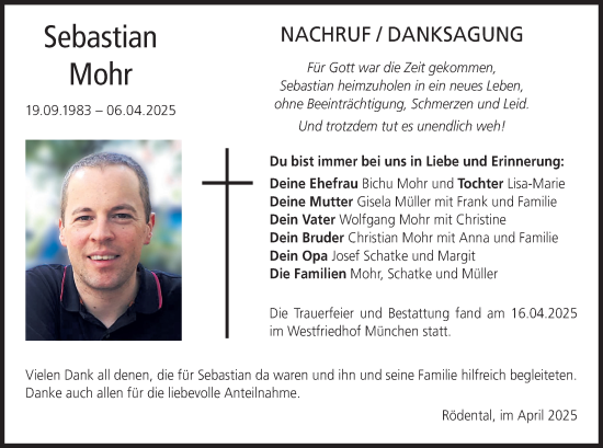 Anzeige von Sebastian Mohr von MGO