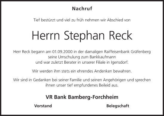 Anzeige von Stephan Reck von MGO
