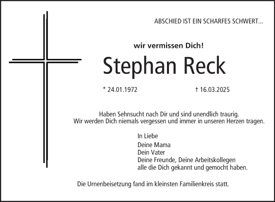 Anzeige von Stephan Reck von MGO