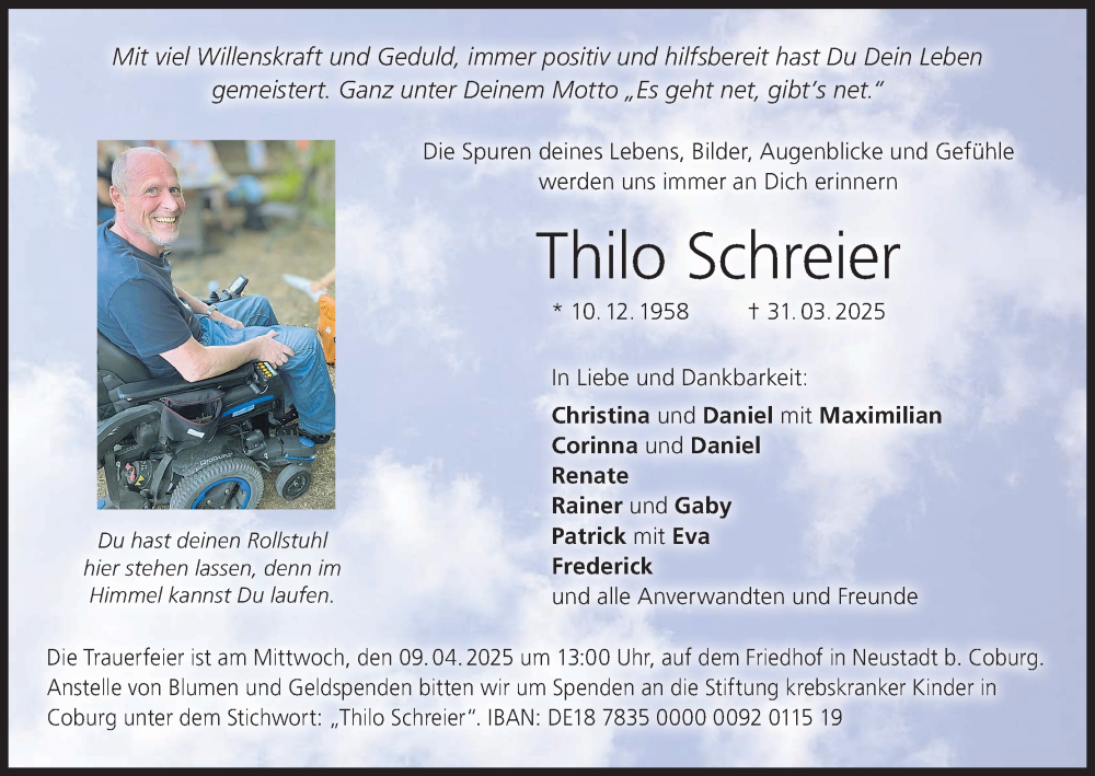  Traueranzeige für Thilo Schreier vom 05.04.2025 aus MGO