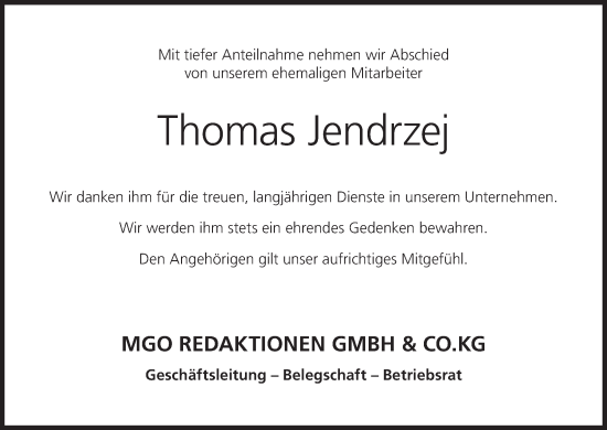 Anzeige von Thomas Jendrzej von MGO