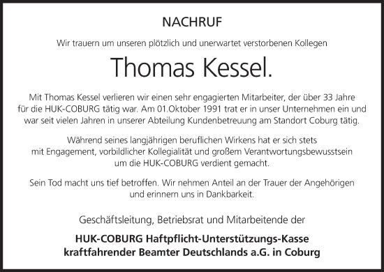 Anzeige von Thomas Kessel von MGO