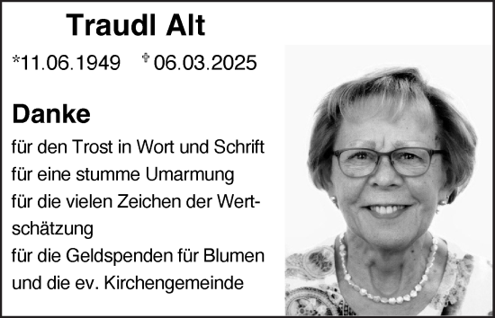 Anzeige von Traudl Alt von MGO