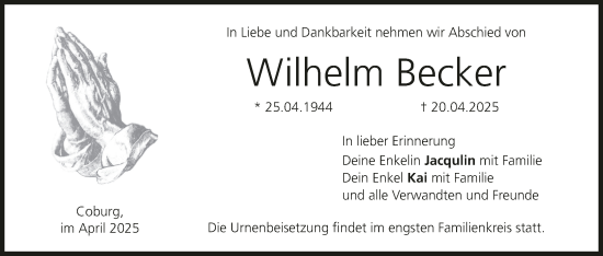 Anzeige von Wilhelm Becker von MGO