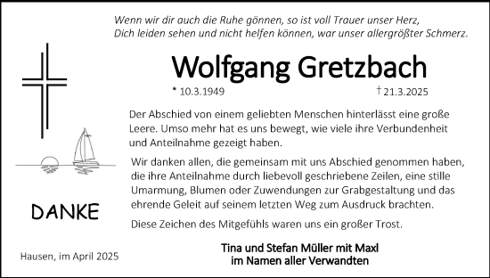 Anzeige von Wolfgang Gretzbach von MGO