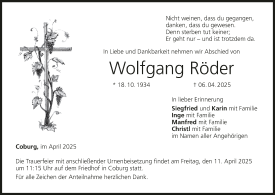 Anzeige von Wolfgang Röder von MGO