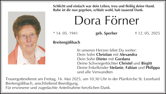 Anzeige von Dora Förner von MGO