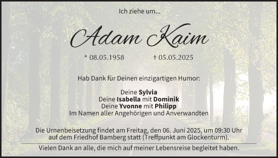 Anzeige von Adam Kaim von MGO