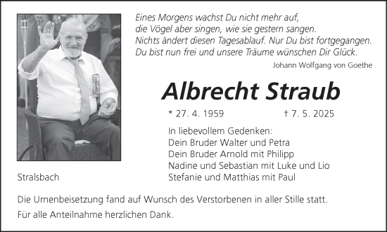 Anzeige von Albrecht Straub von MGO