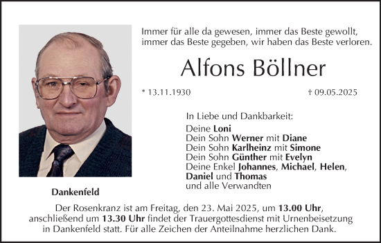 Anzeige von Alfons Böllner von MGO
