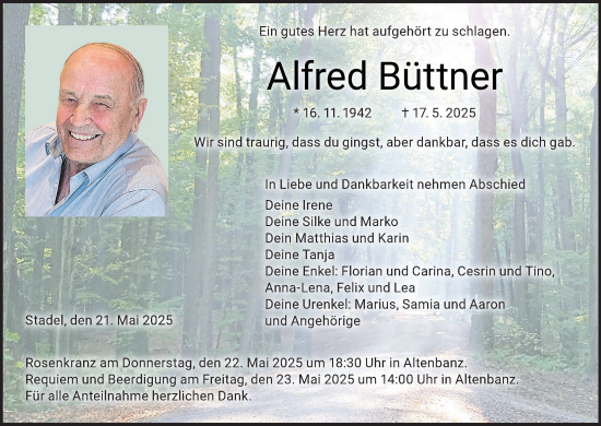 Anzeige von Alfred Büttner von MGO
