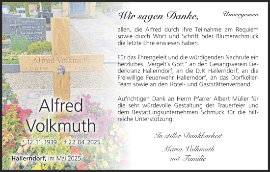 Anzeige von Alfred Volkmuth von MGO