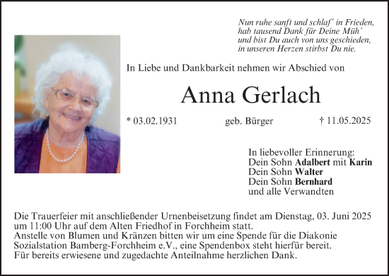 Anzeige von Anna Gerlach von MGO