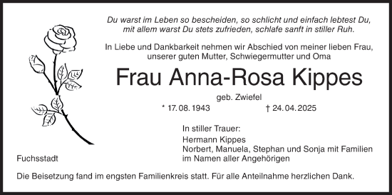 Anzeige von Anna-Rosa Kippes von MGO