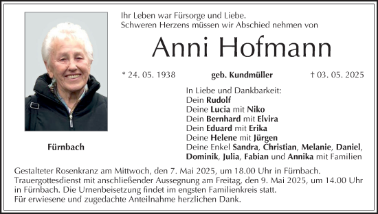 Anzeige von Anni Hofmann von MGO