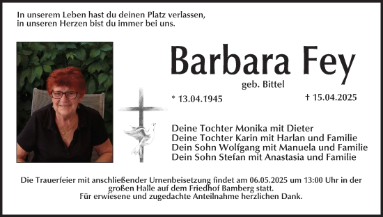 Anzeige von Barbara Fey von MGO