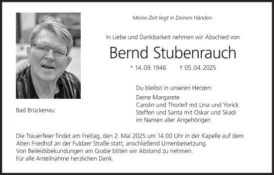 Anzeige von Bernd Stubenrauch von MGO