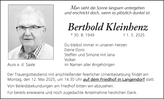 Anzeige von Berthold Kleinhenz von MGO