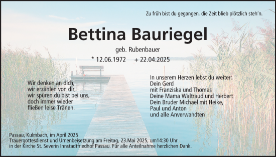 Anzeige von Bettina Bauriegel von MGO