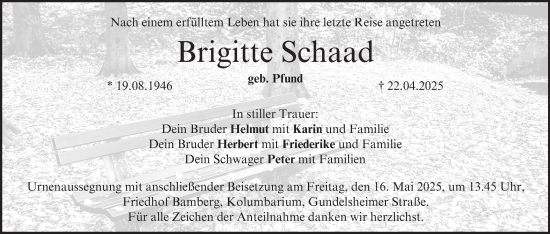 Anzeige von Brigitte Schaad von MGO