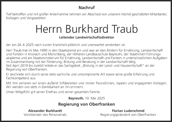 Anzeige von Burkhard Traub von MGO