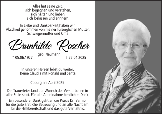 Anzeige von Burnhilde Roscher von MGO