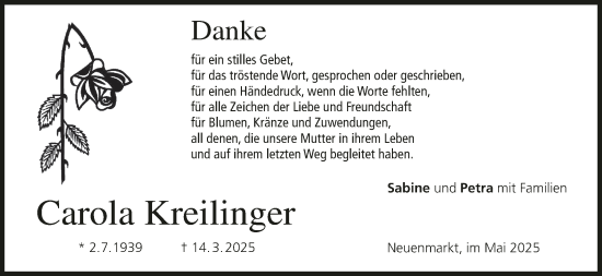 Anzeige von Carola Kreilinger von MGO