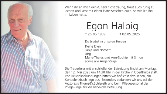 Anzeige von Egon Halbig von MGO