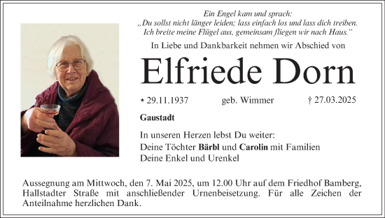 Anzeige von Elfriede Dorn von MGO
