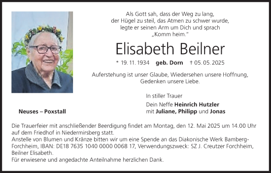 Anzeige von Elisabeth Beilner Beilner von MGO