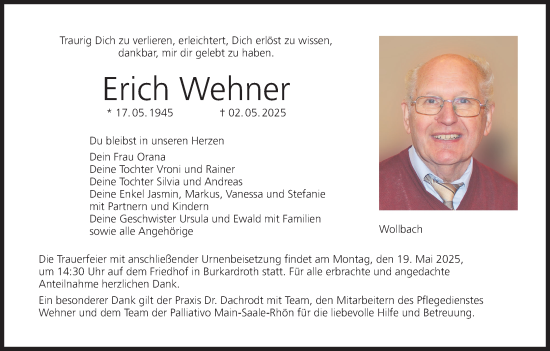 Anzeige von Erich Wehner von MGO