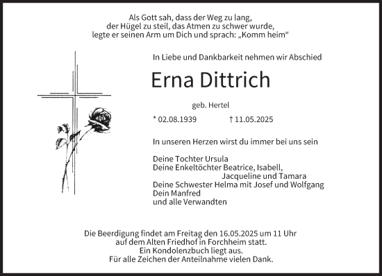 Anzeige von Erna Dittrich von MGO