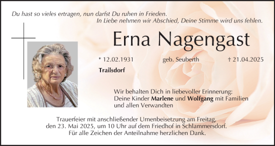 Anzeige von Erna Nagengast von MGO
