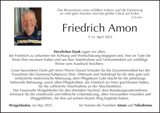 Anzeige von Friedrich Amon von MGO