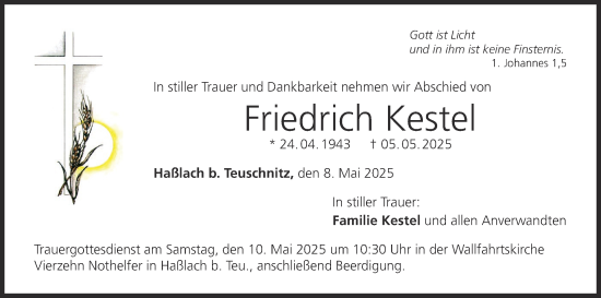 Anzeige von Friedrich Kestel von MGO