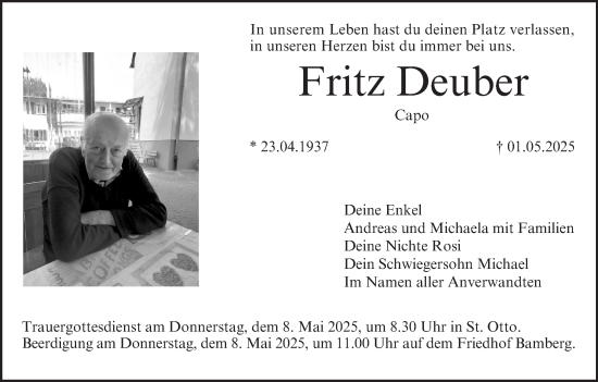 Anzeige von Fritz Deuber von MGO