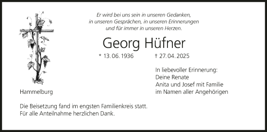 Anzeige von Georg Hüfner von MGO