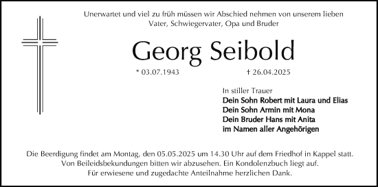 Anzeige von Georg Seibold von MGO