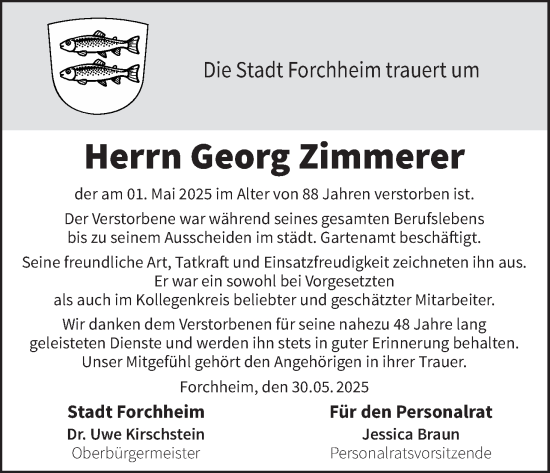 Anzeige von Georg Zimmerer von MGO
